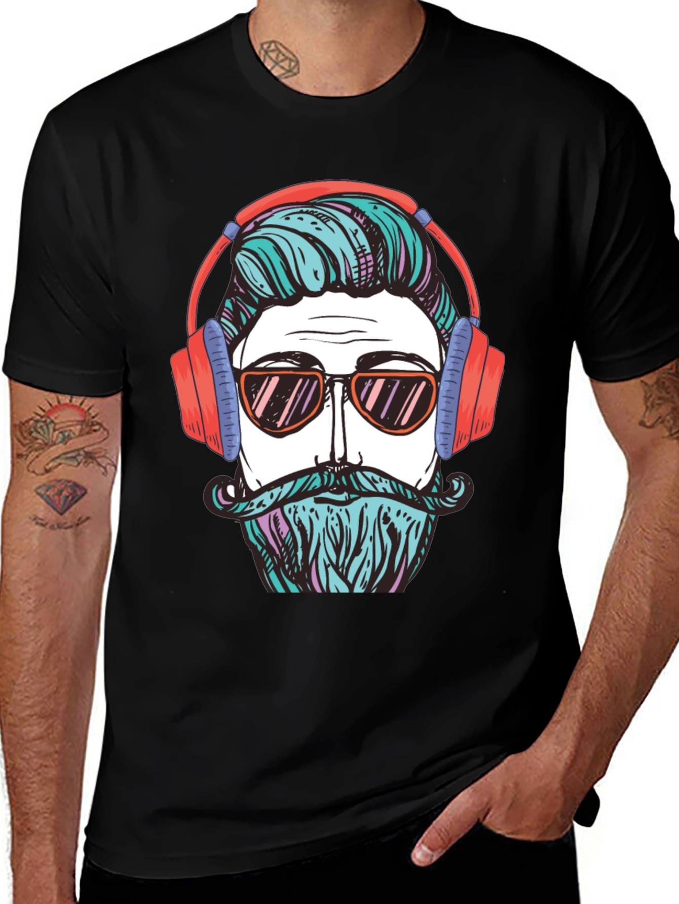 Cool Hipster Graphic Tee - Black T-Shirt