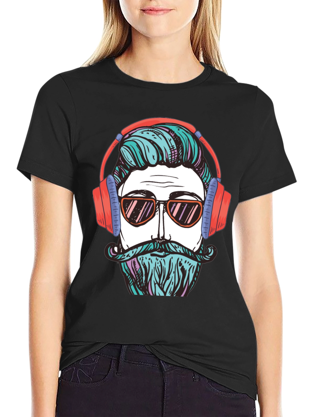 Cool Hipster Graphic Tee - Black T-Shirt