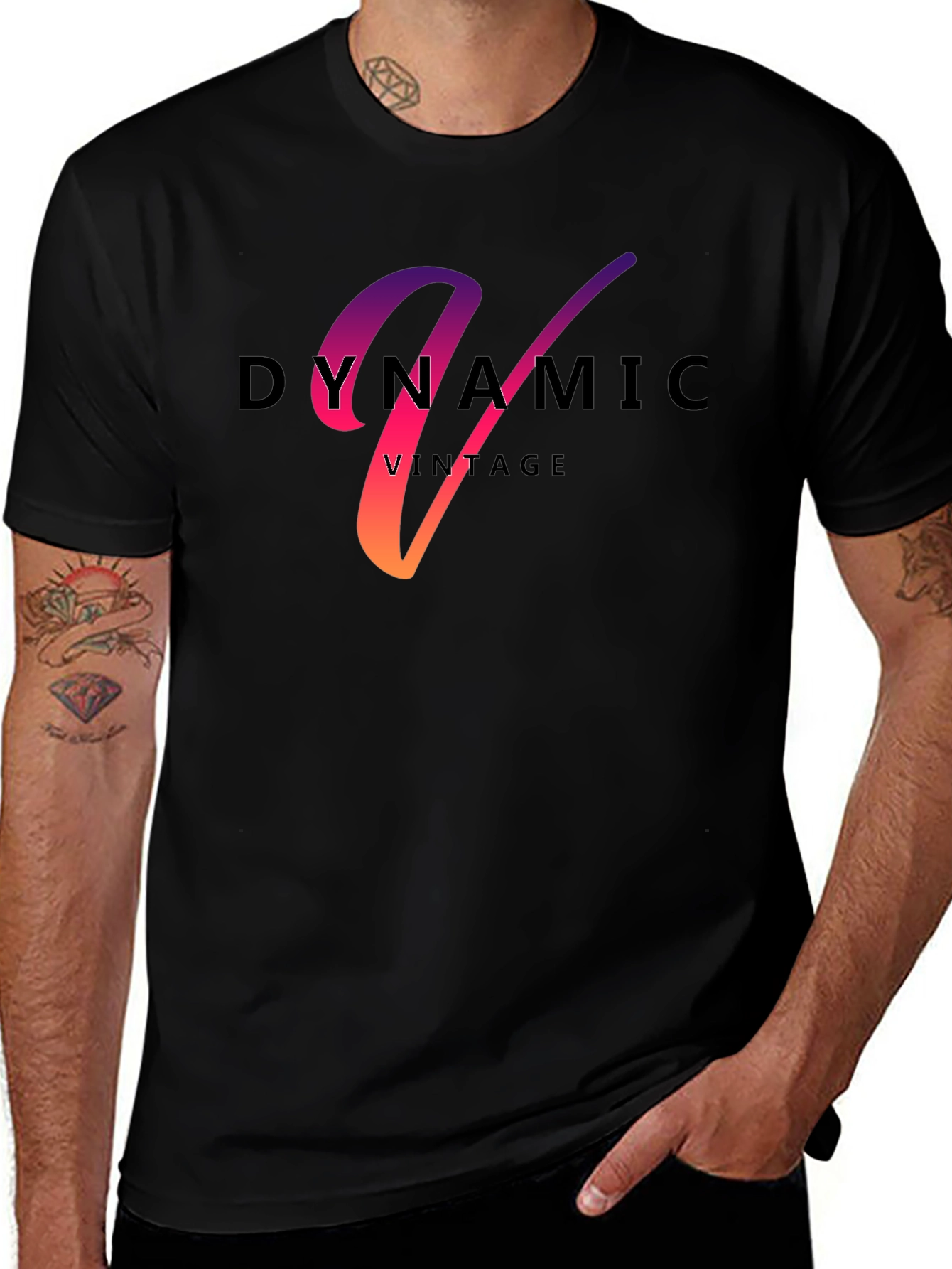 Dynamic Vintage Gradient Letter T-Shirt