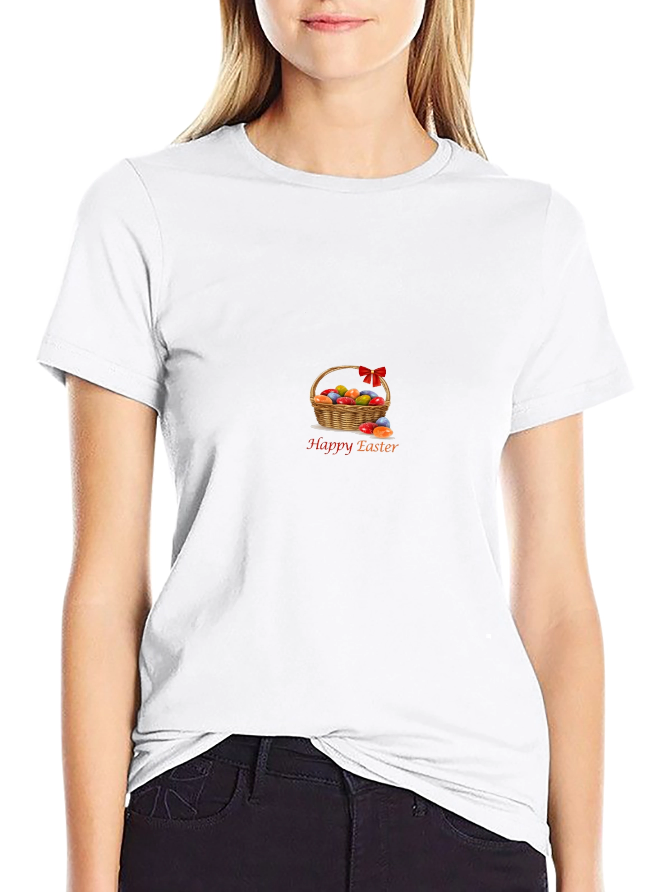Happy Easter Basket Graphic Tee - Black