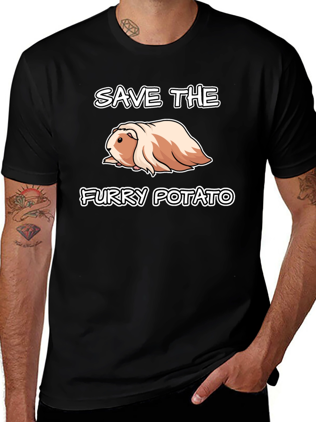 Save The Furry Potato T-Shirt - Guinea Pig Tee