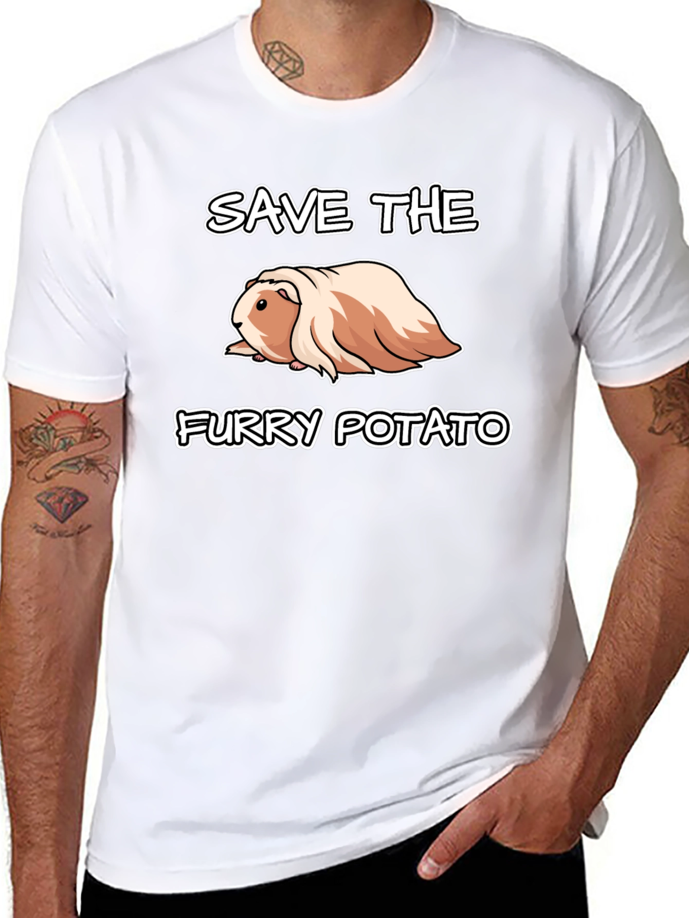 Save The Furry Potato T-Shirt - Guinea Pig Tee