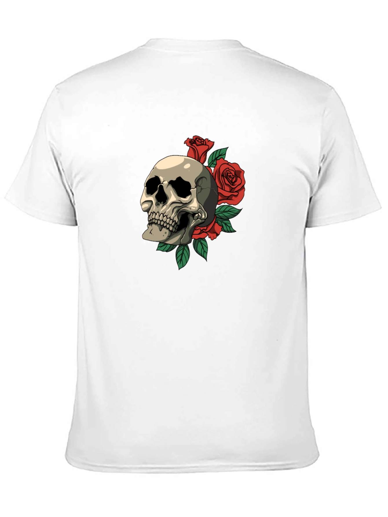 Skull & Roses Graphic Print T-Shirt - Classic Style