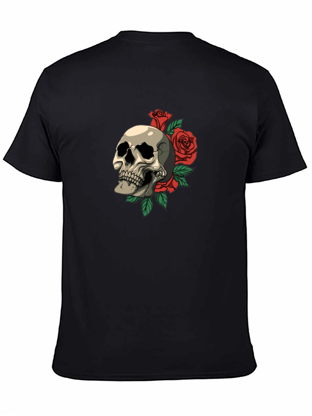 Skull & Roses Graphic Print T-Shirt - Classic Style