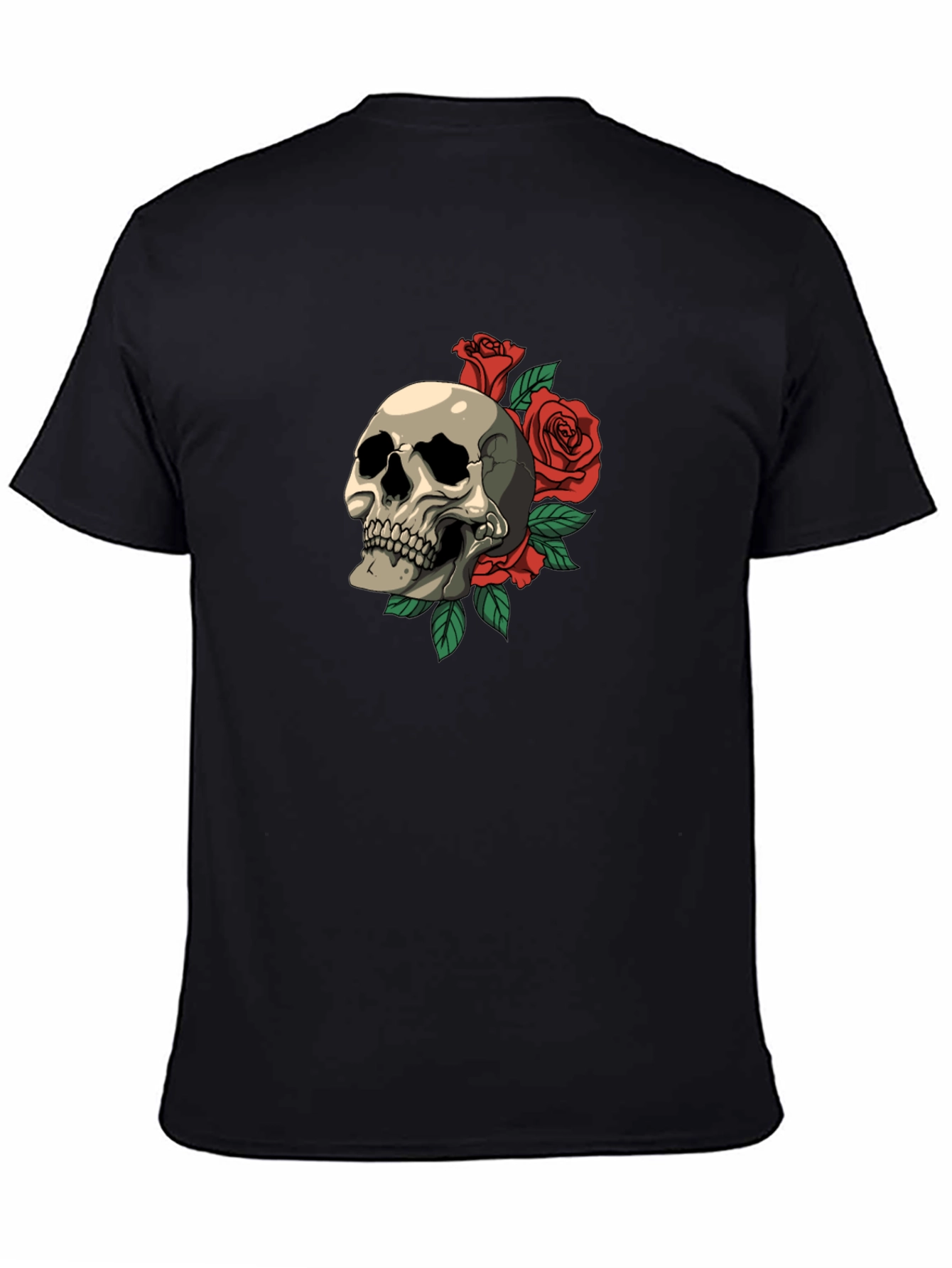 Skull & Roses Graphic Print T-Shirt - Classic Style