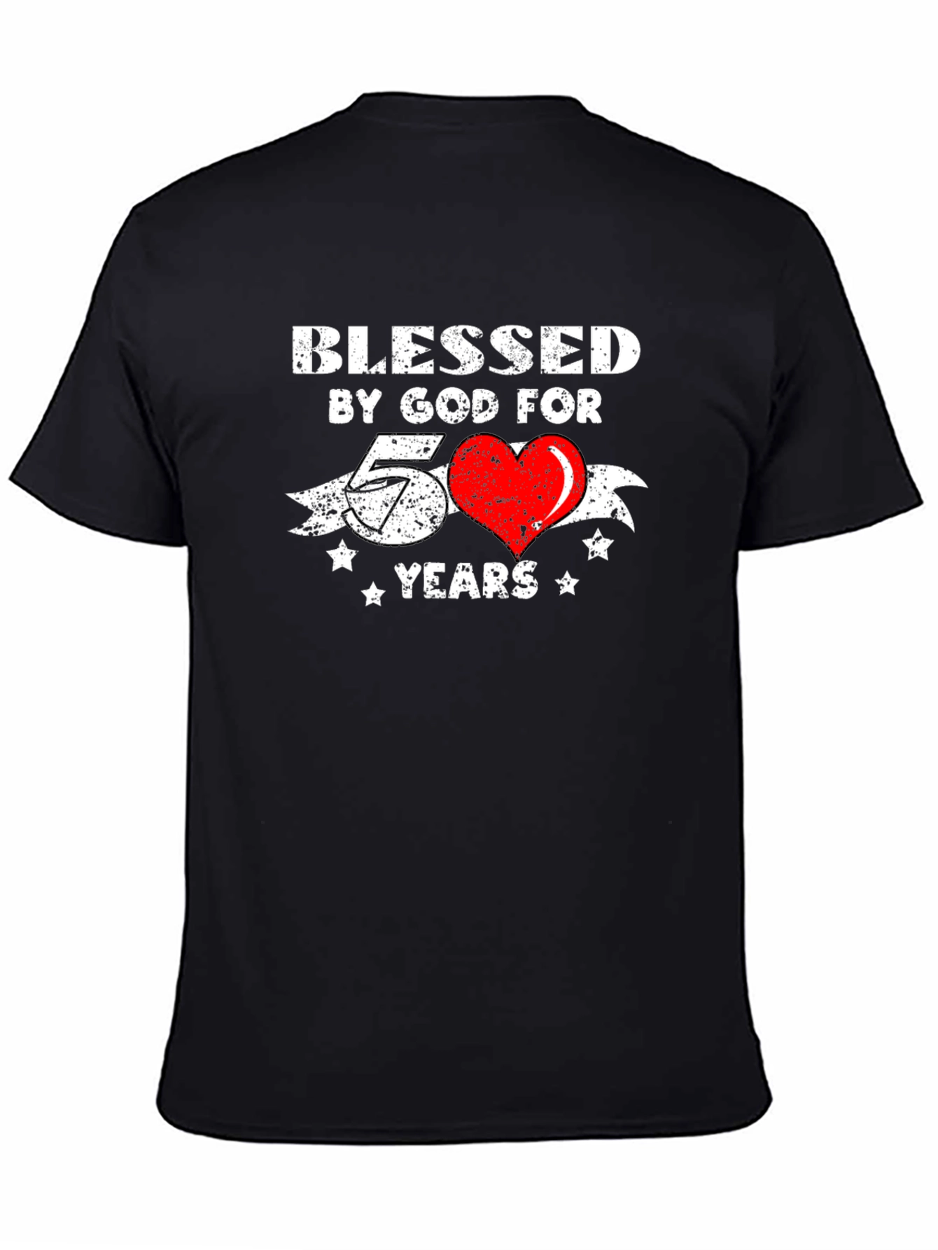 Blessed by God 50 Years Black Graphic Tee
