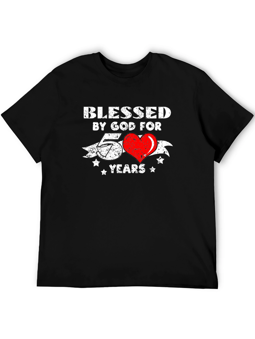 Blessed by God 50 Years Black Graphic Tee