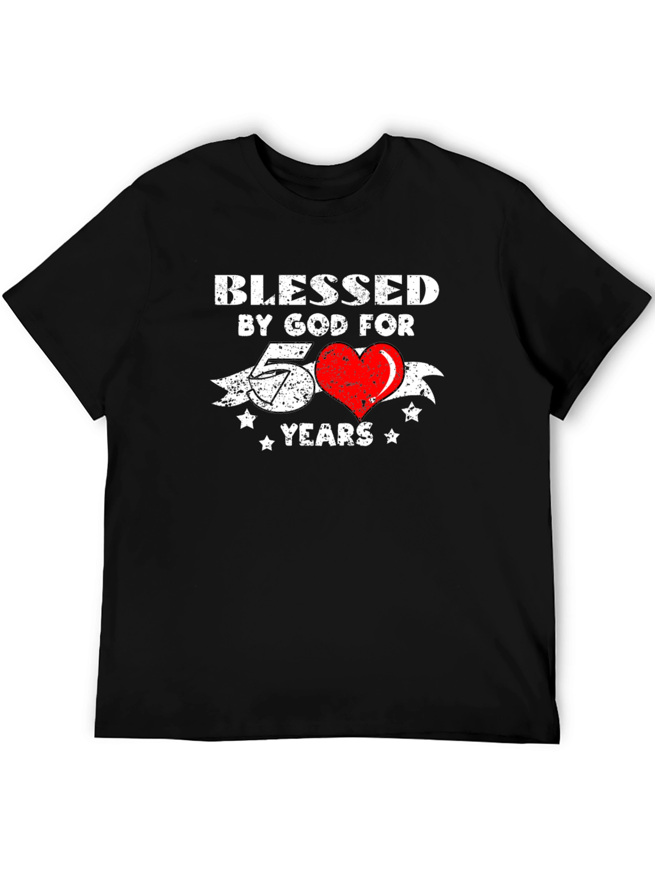 Blessed by God 50 Years Black Graphic Tee