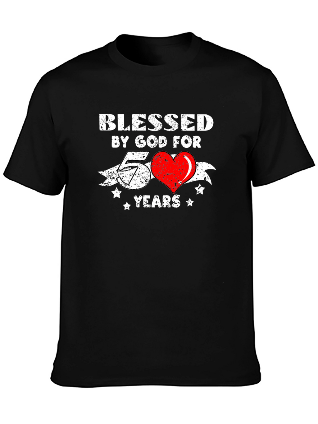 Blessed by God 50 Years Black Graphic Tee