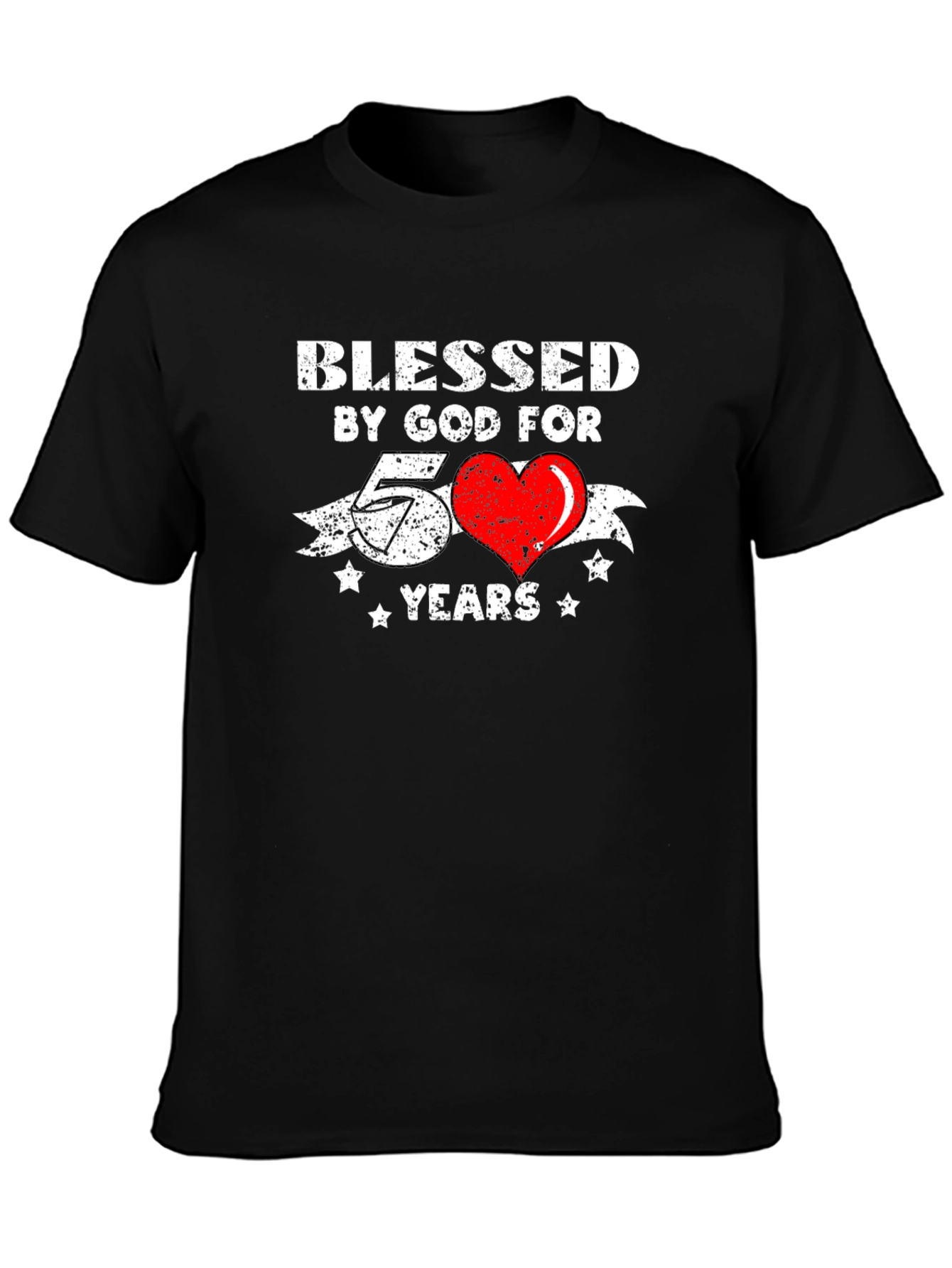 Blessed by God 50 Years Black Graphic Tee