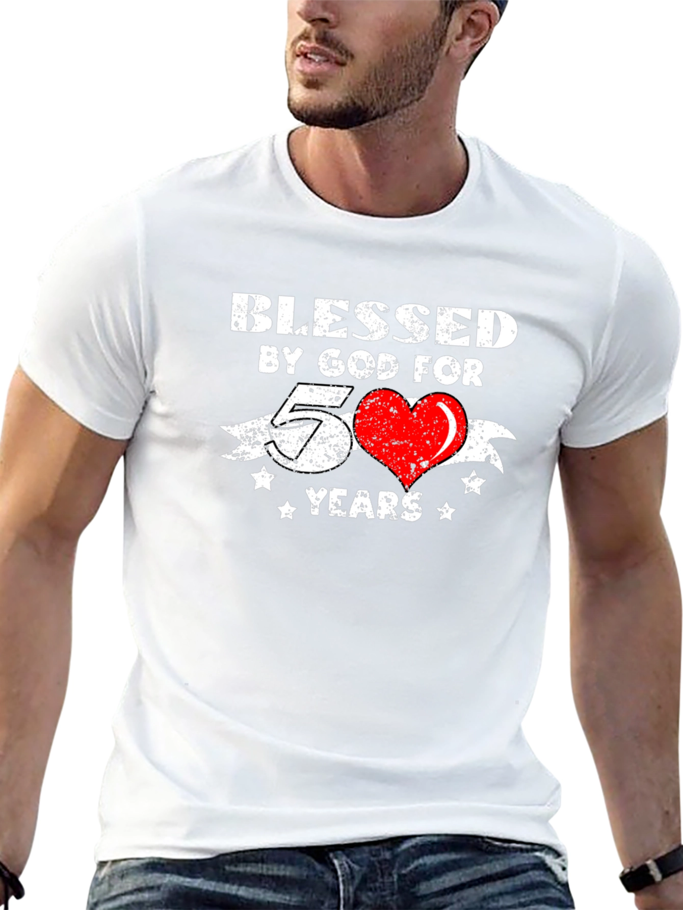 Blessed by God 50 Years Black Graphic Tee