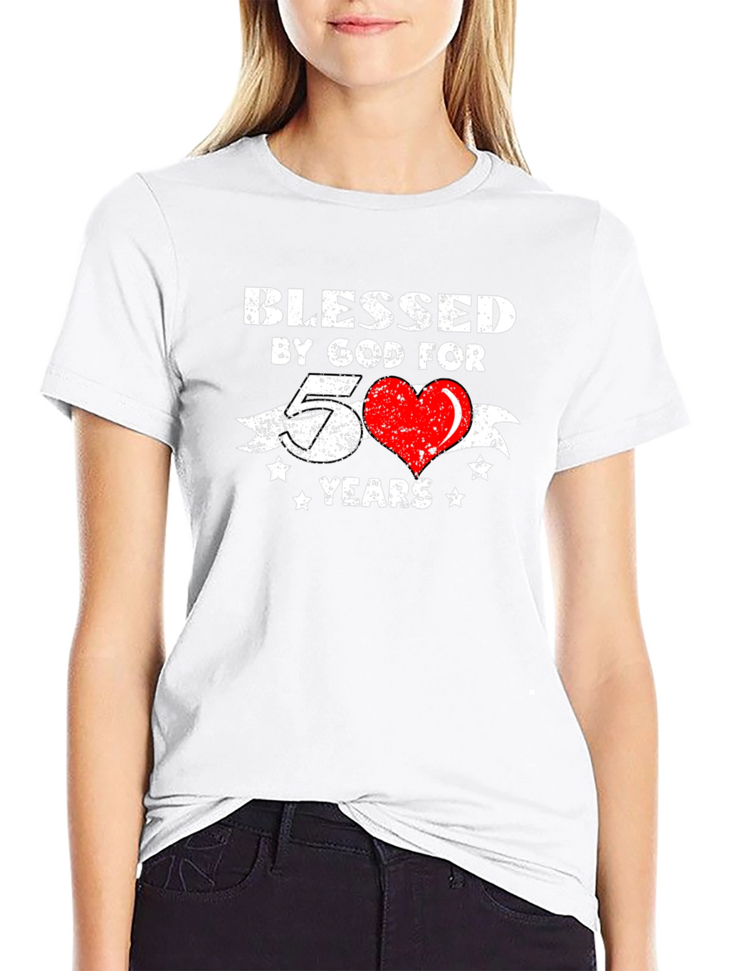 Blessed by God 50 Years Black Graphic Tee