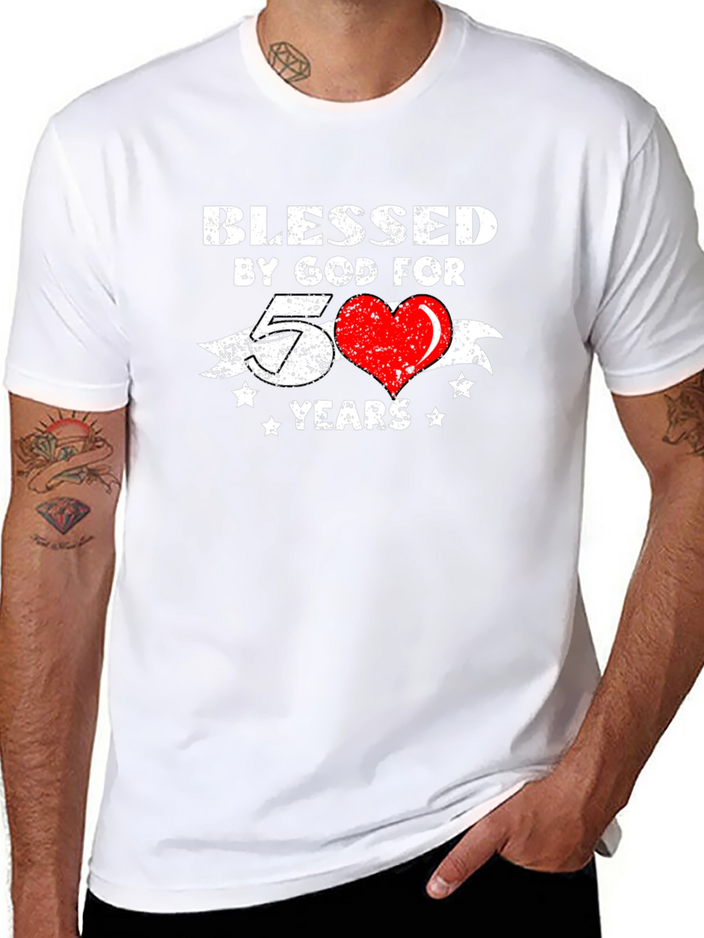 Blessed by God 50 Years Black Graphic Tee