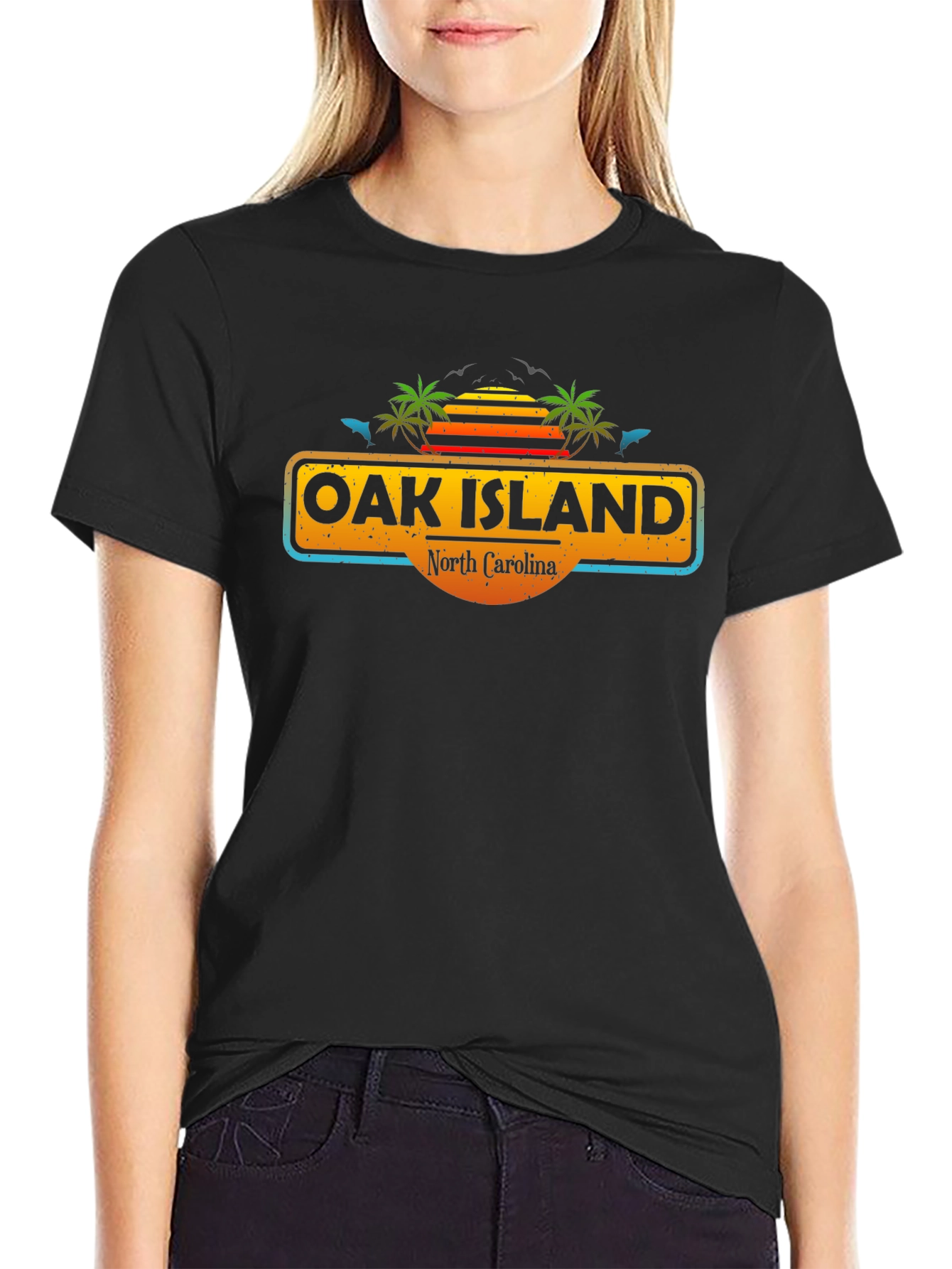 Oak Island North Carolina Tee - Tropical Vibes