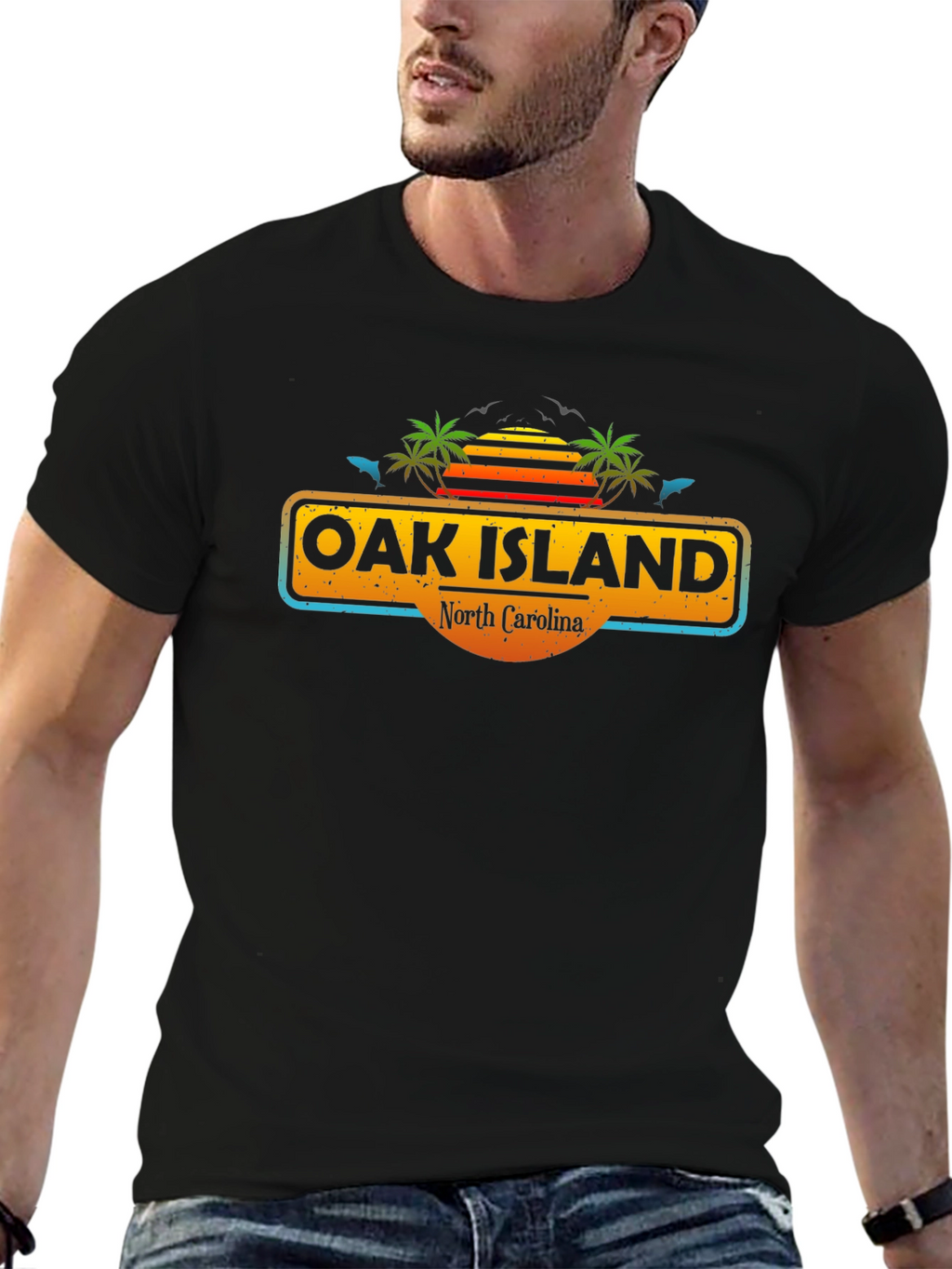 Oak Island North Carolina Tee - Tropical Vibes