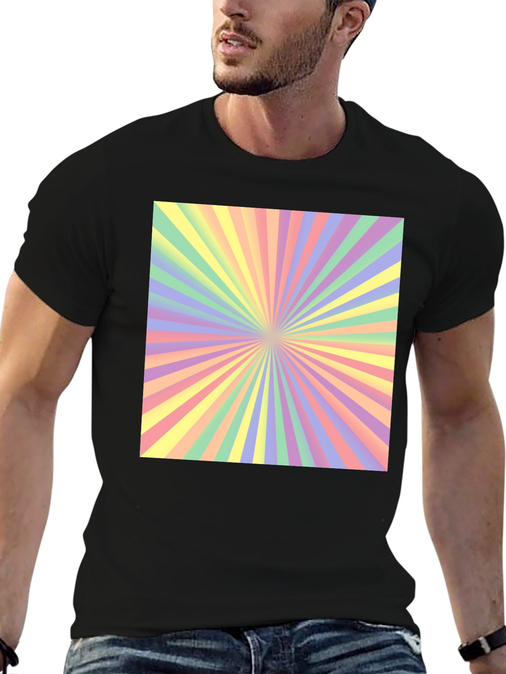 Radiant Burst Graphic Black Tee