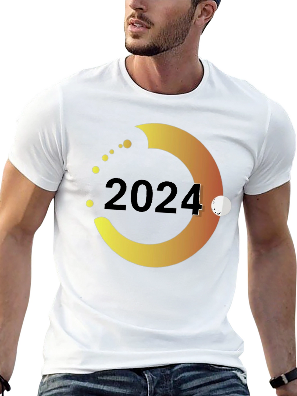 2024 Gradient Circle Graphic Tee - Stylish Black T-Shirt