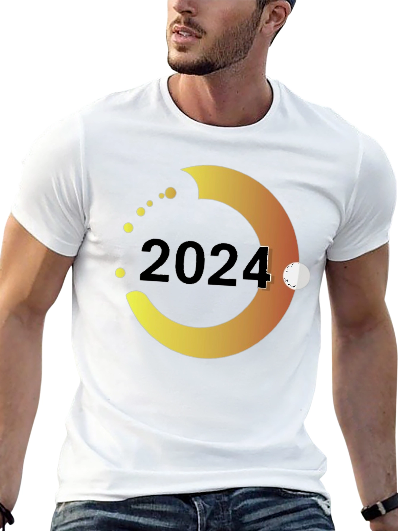 2024 Gradient Circle Graphic Tee - Stylish Black T-Shirt