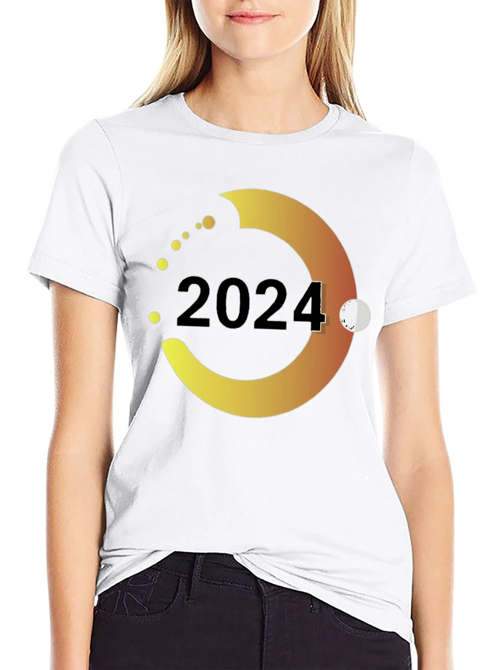 2024 Gradient Circle Graphic Tee - Stylish Black T-Shirt