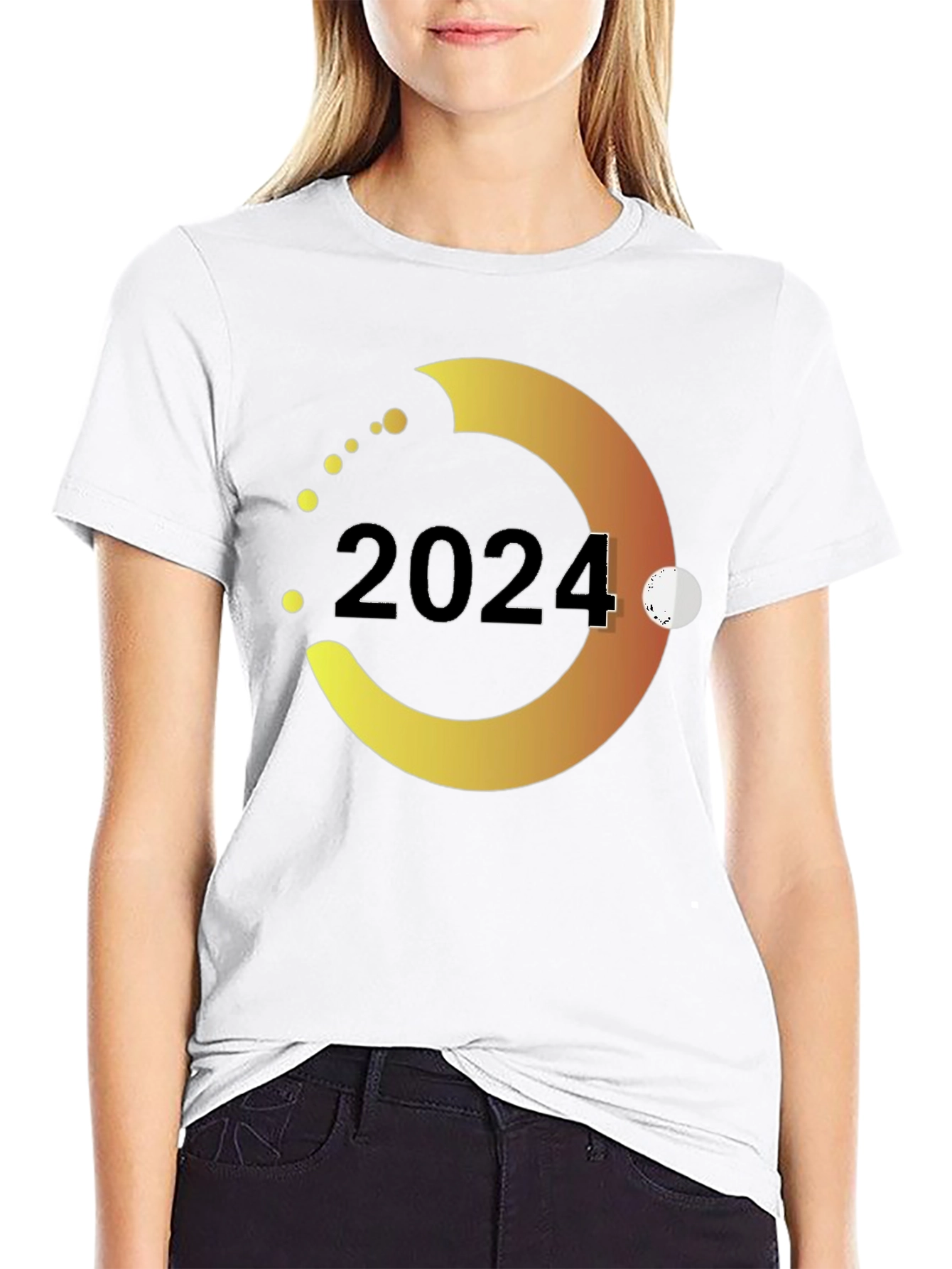 2024 Gradient Circle Graphic Tee - Stylish Black T-Shirt