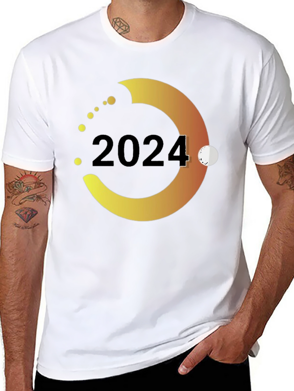 2024 Gradient Circle Graphic Tee - Stylish Black T-Shirt