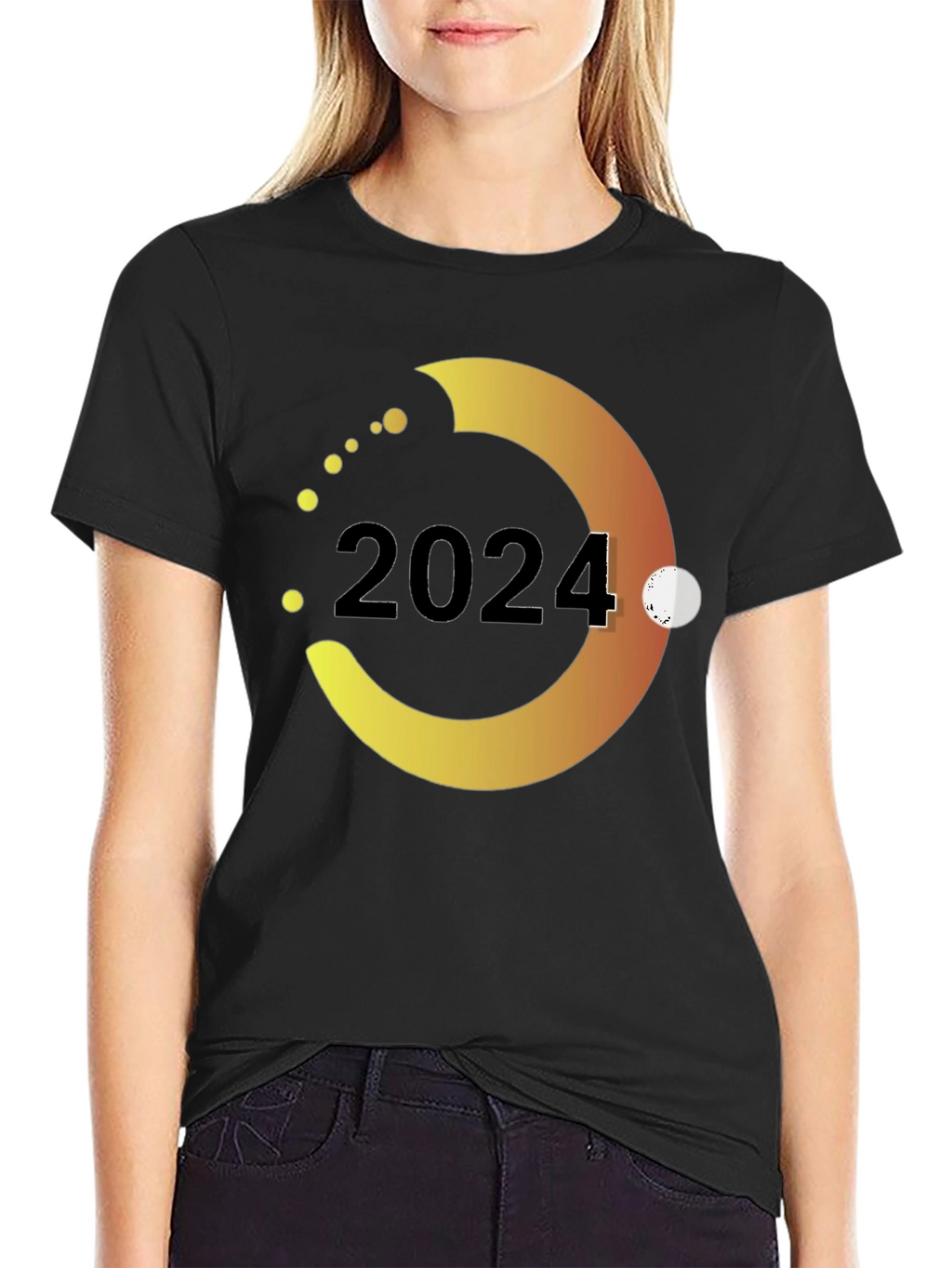 2024 Gradient Circle Graphic Tee - Stylish Black T-Shirt