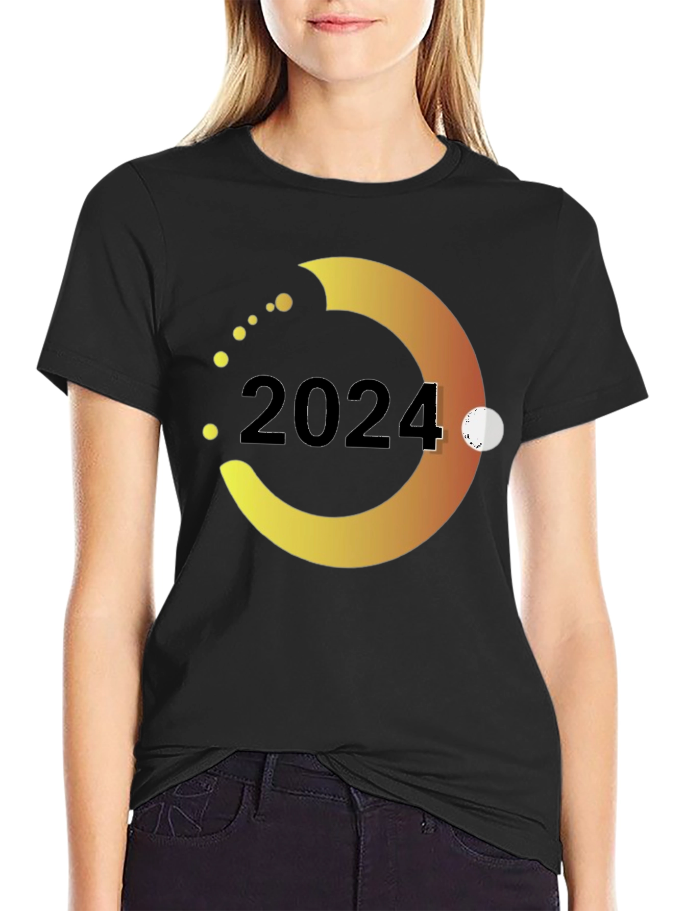 2024 Gradient Circle Graphic Tee - Stylish Black T-Shirt