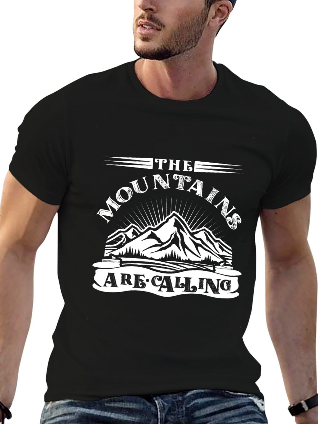 Mountains Are Calling Black T-Shirt
