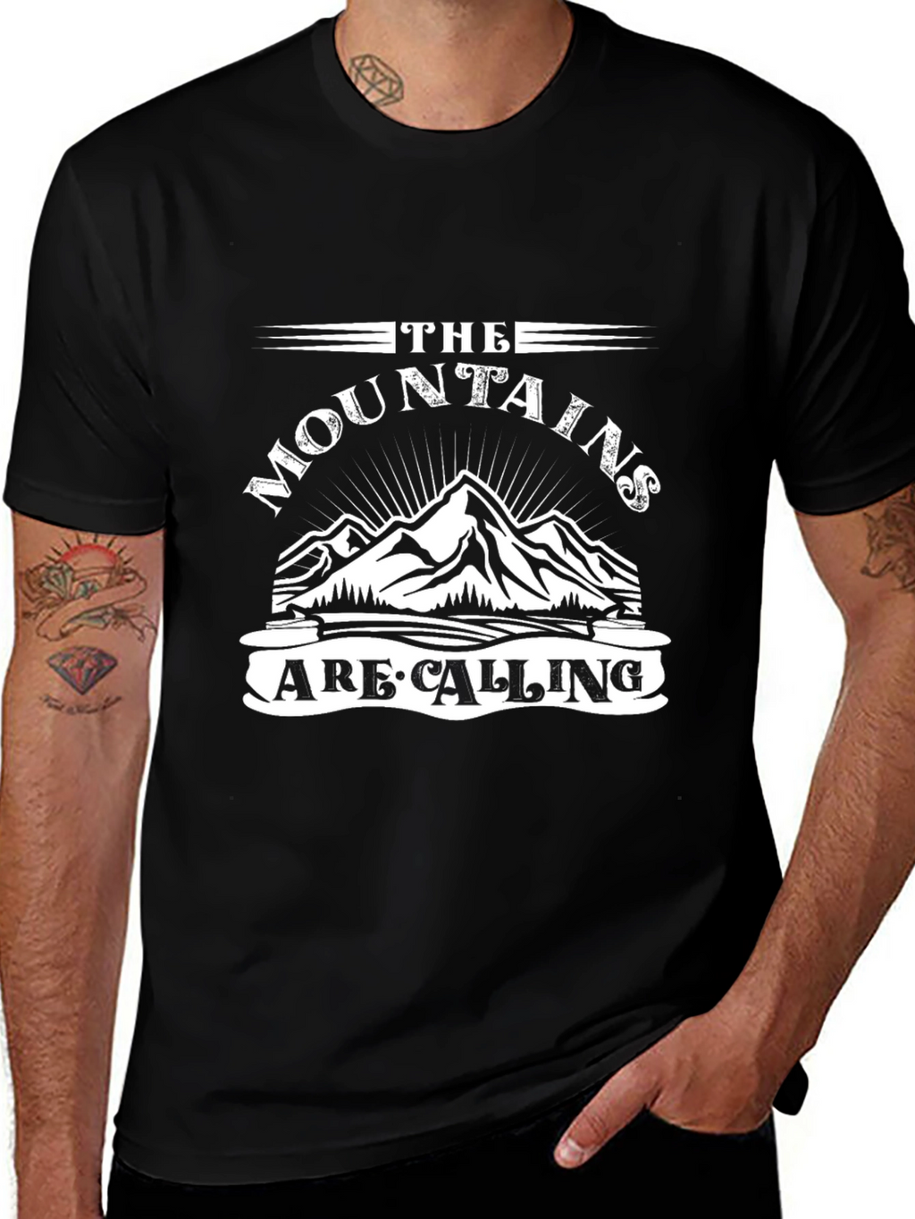 Mountains Are Calling Black T-Shirt