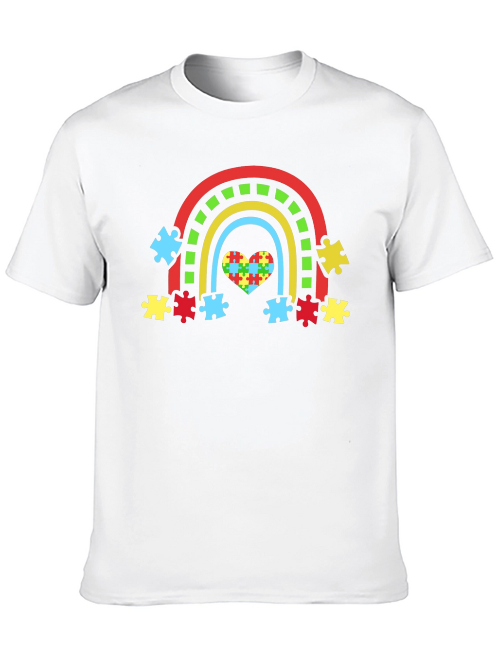 Autism Awareness Rainbow Heart Puzzle T-Shirt