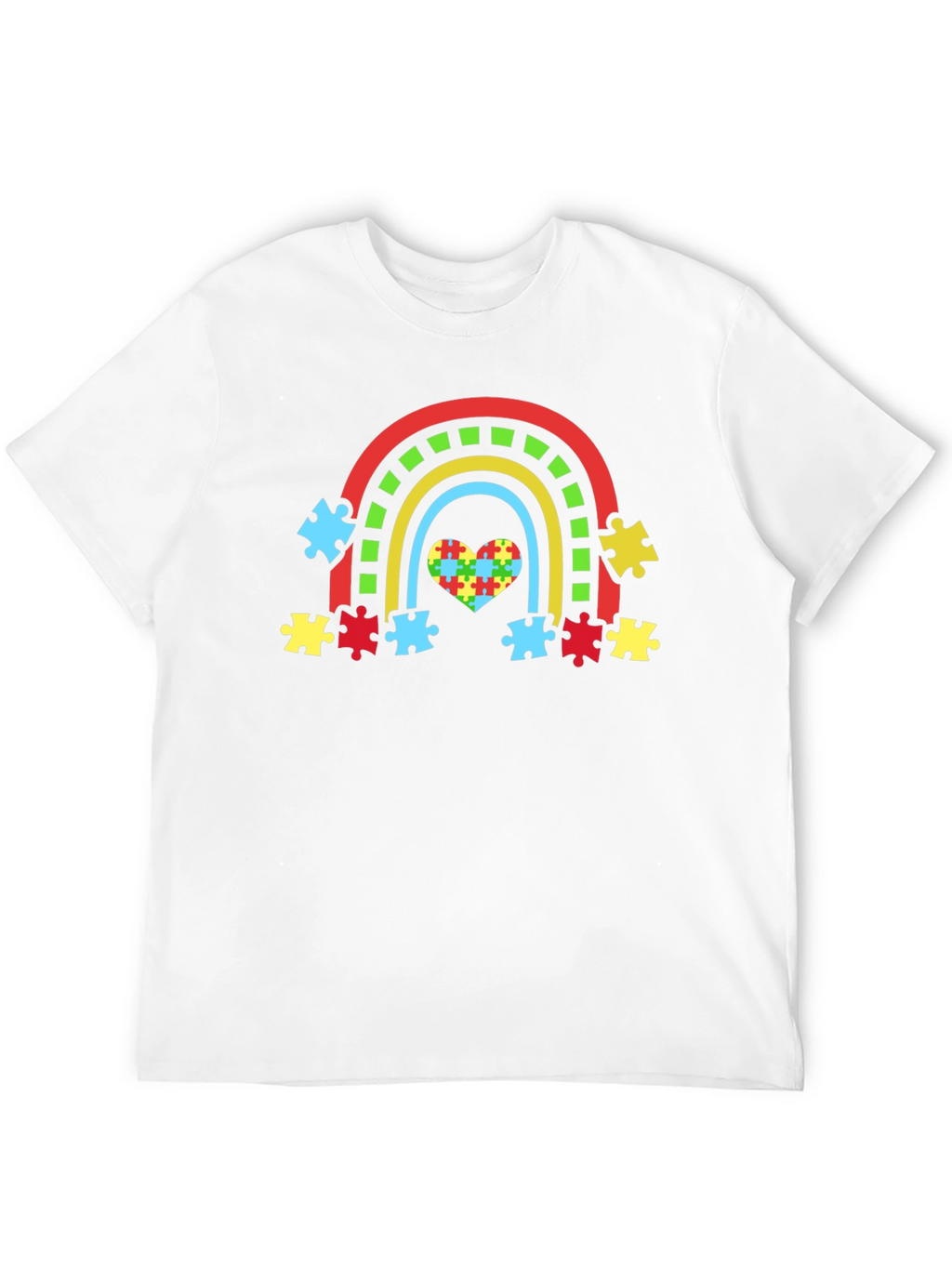 Autism Awareness Rainbow Heart Puzzle T-Shirt