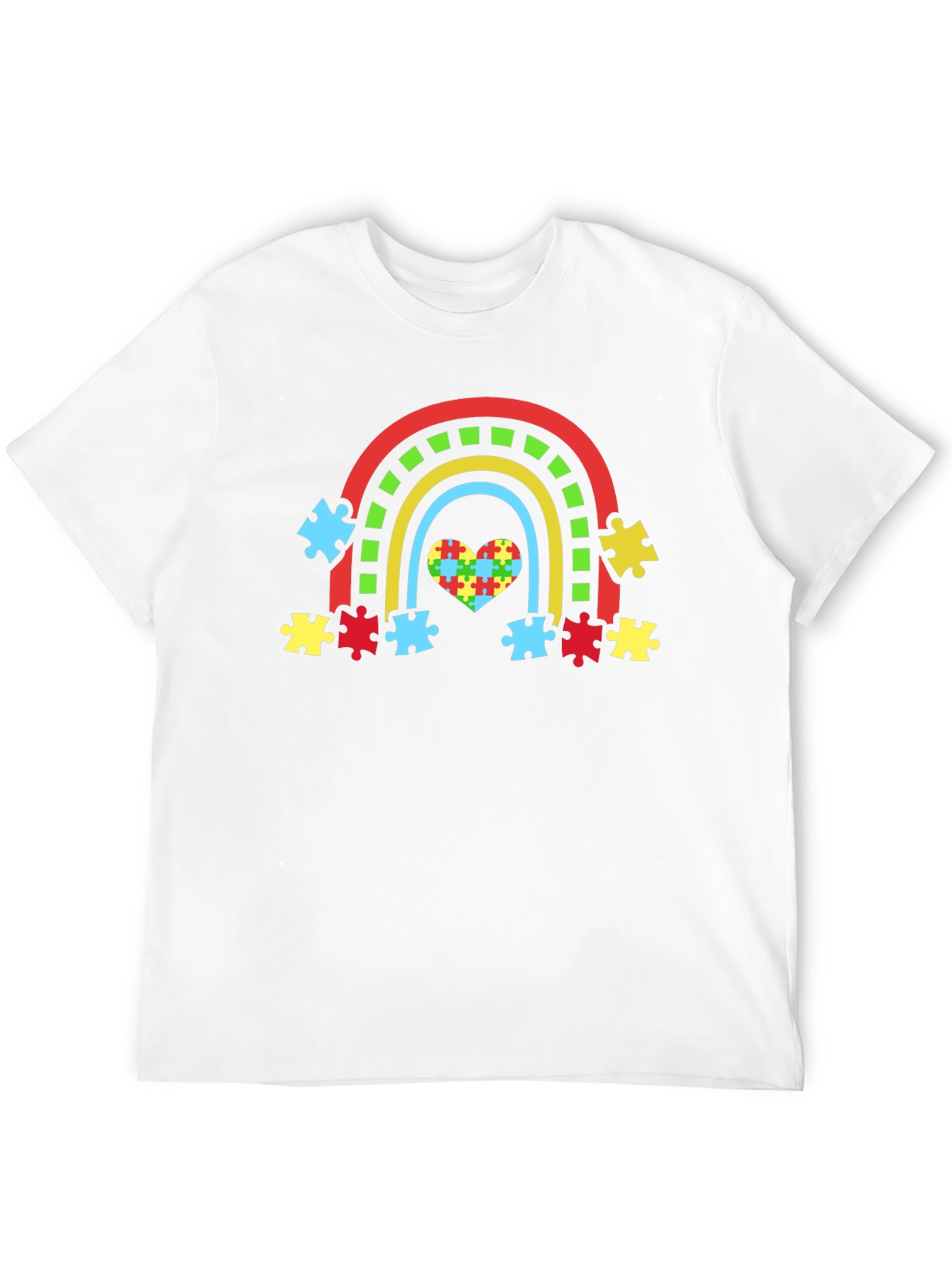 Autism Awareness Rainbow Heart Puzzle T-Shirt