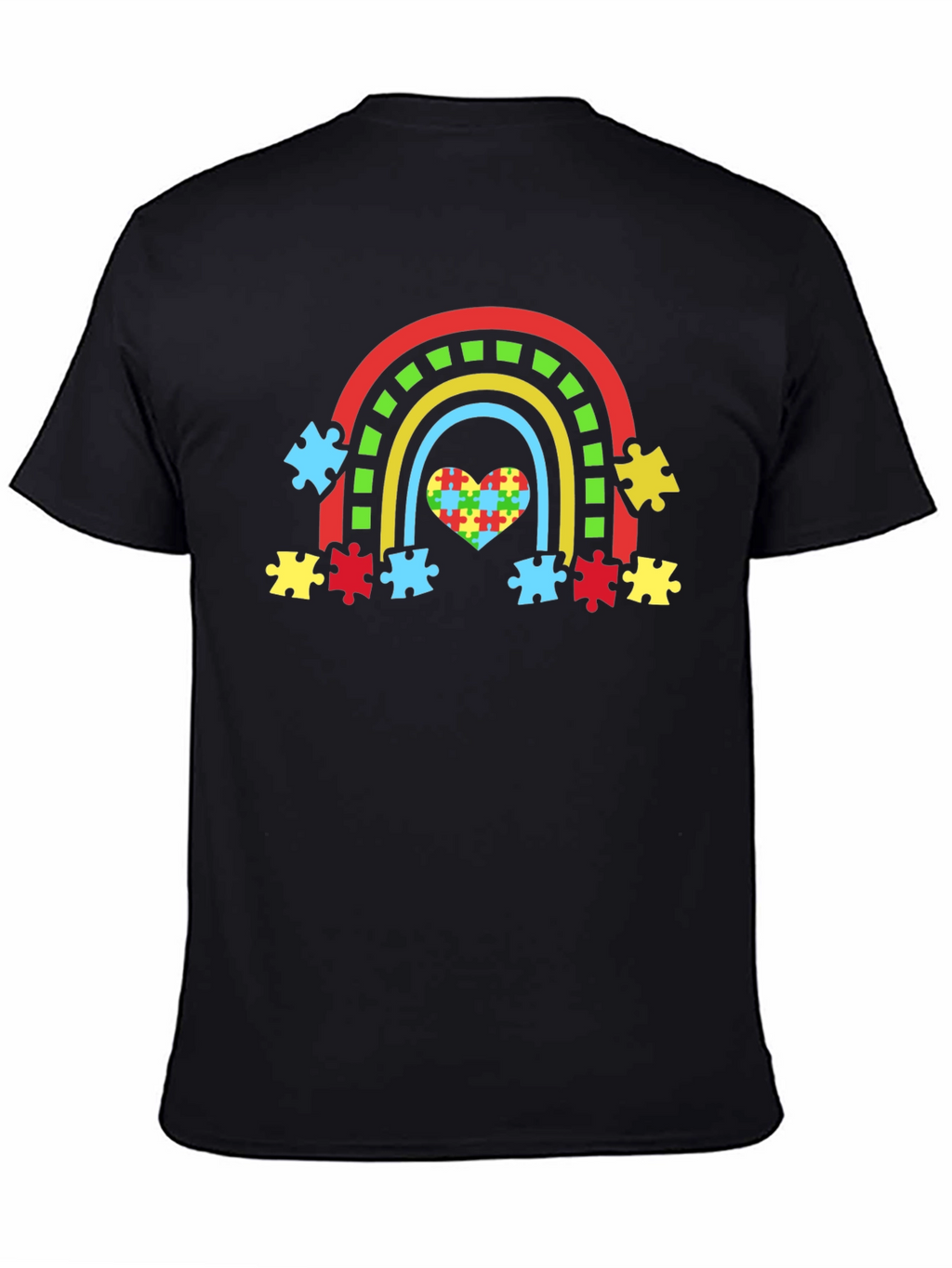 Autism Awareness Rainbow Heart Puzzle T-Shirt