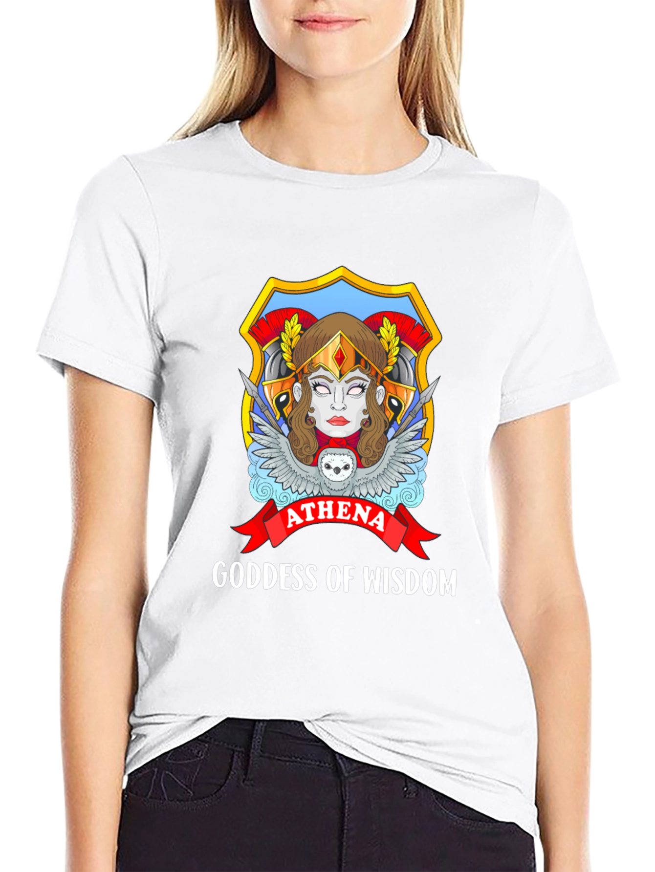 Athena Goddess of Wisdom Black T-Shirt
