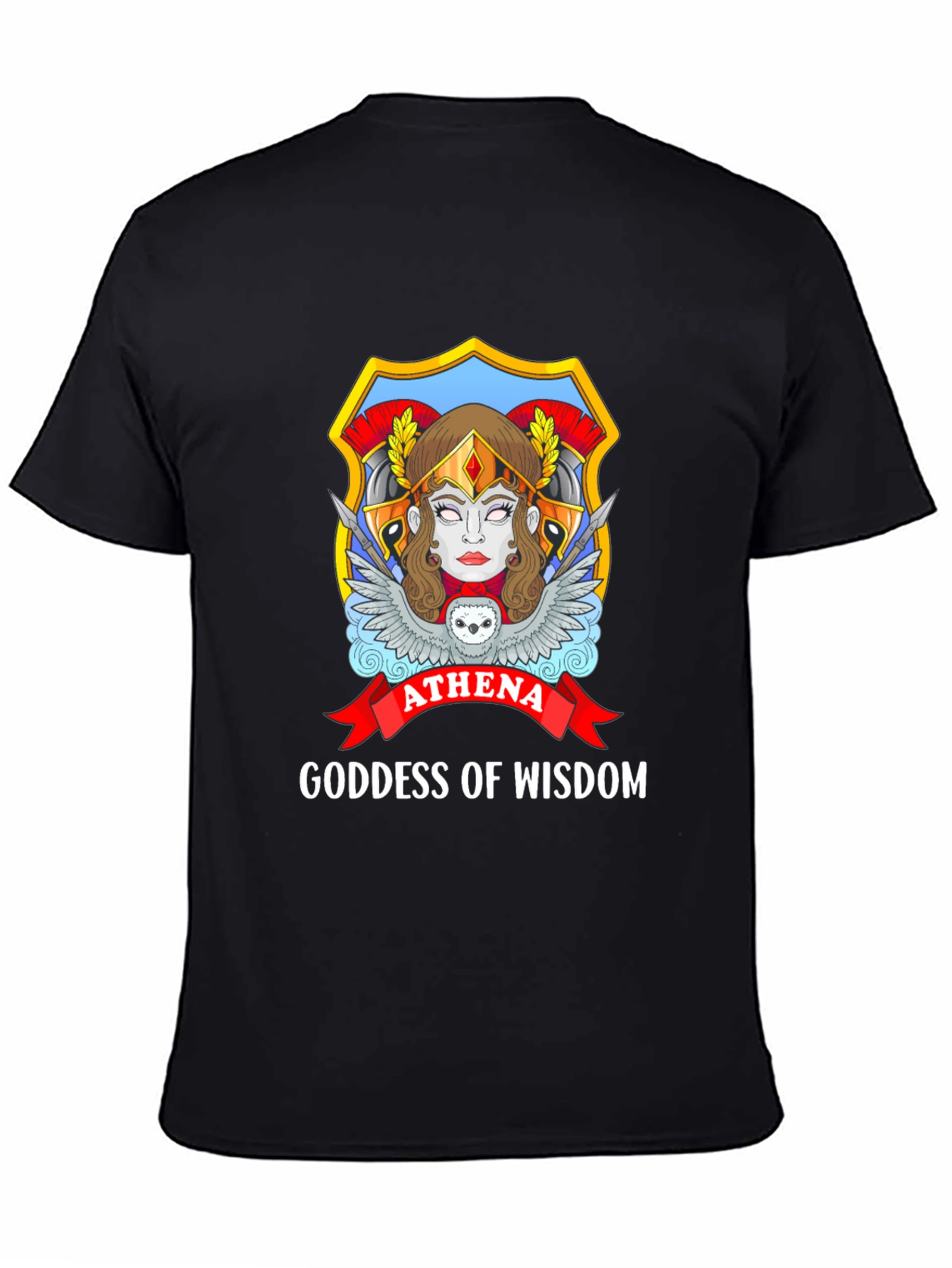 Athena Goddess of Wisdom Black T-Shirt