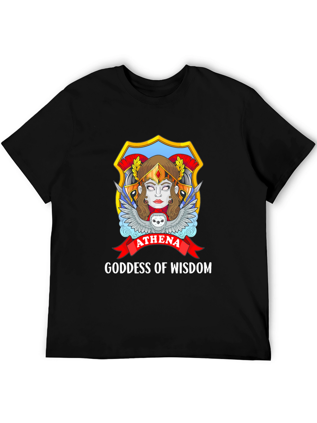 Athena Goddess of Wisdom Black T-Shirt