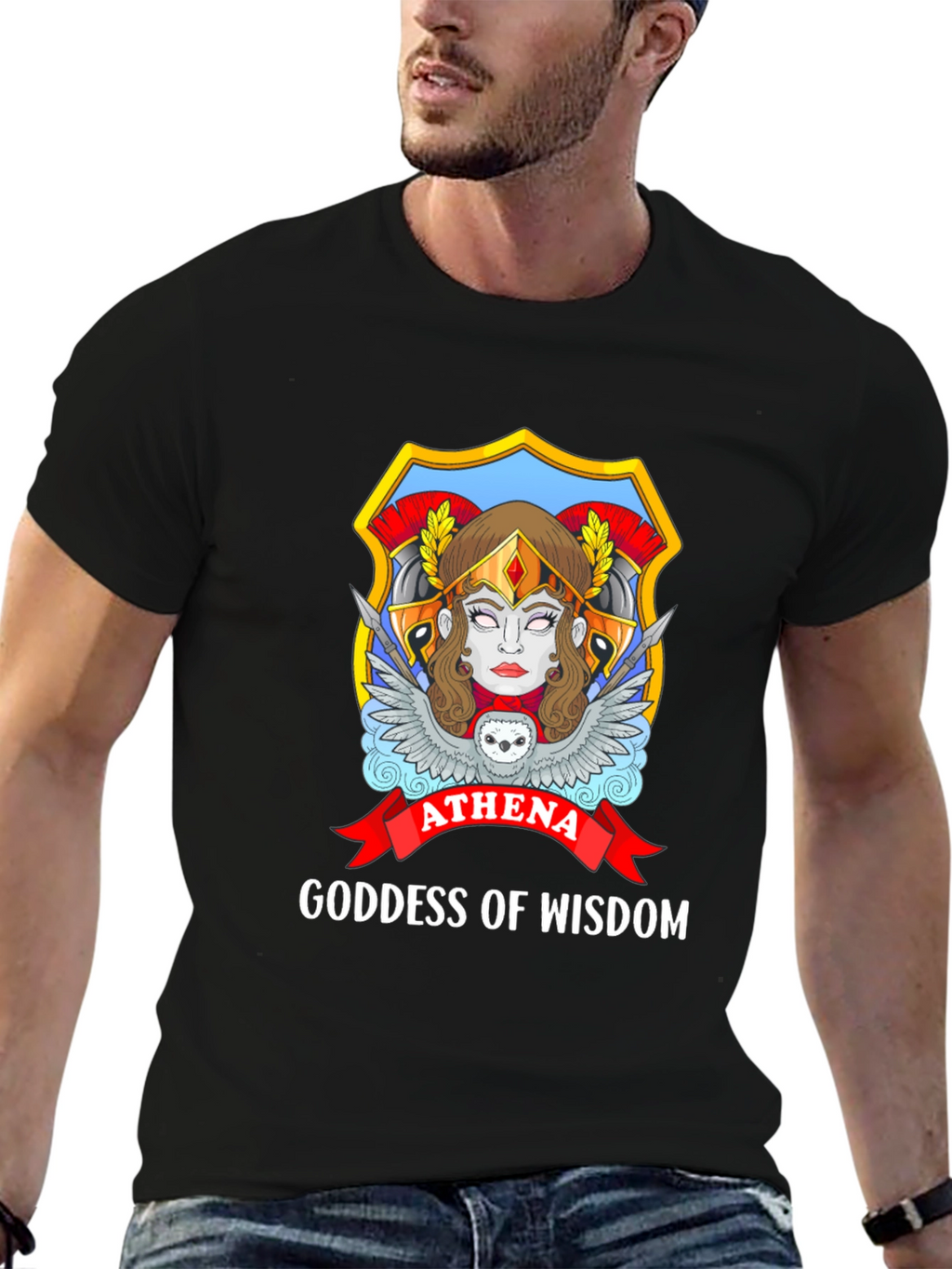 Athena Goddess of Wisdom Black T-Shirt