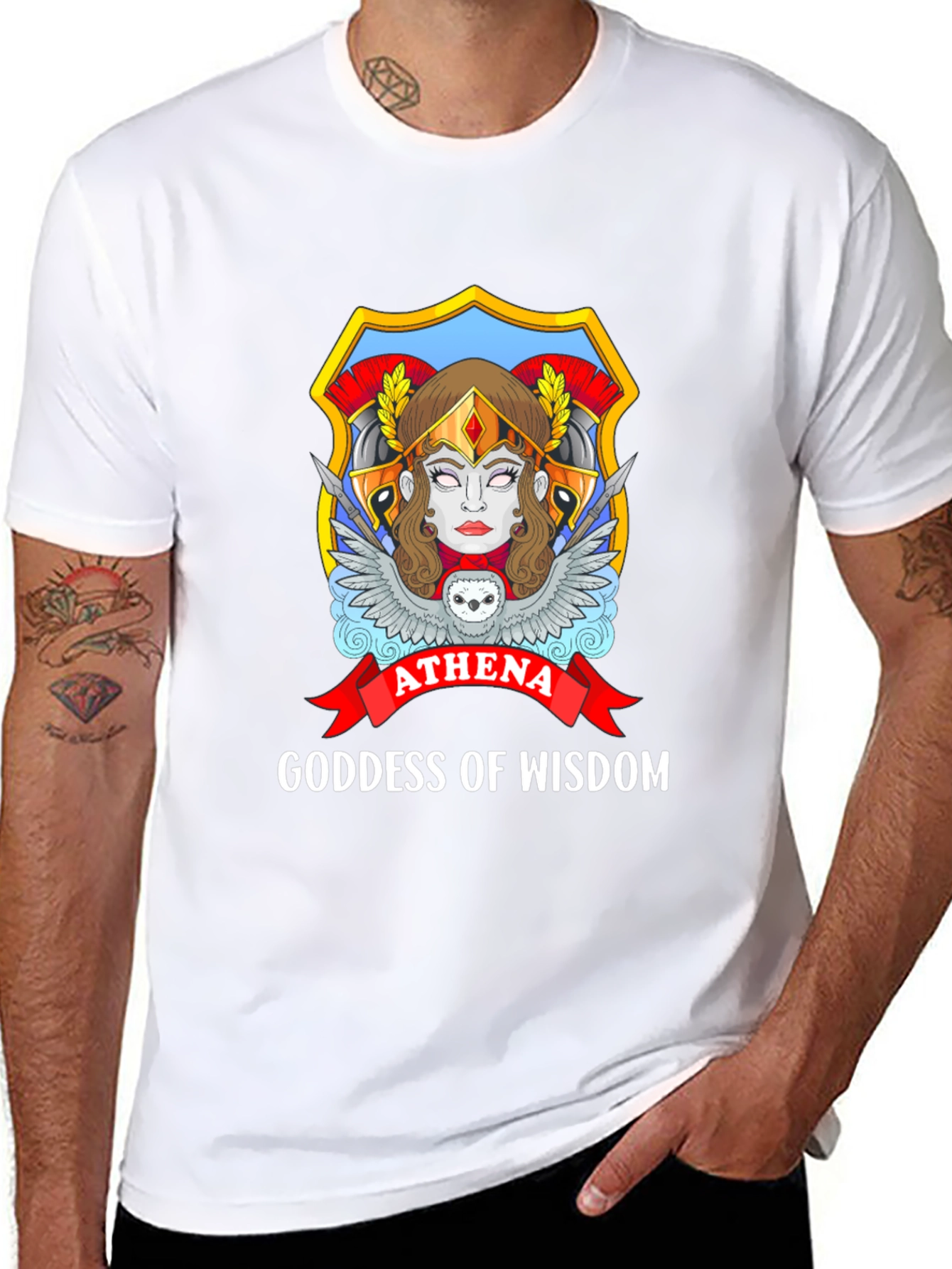 Athena Goddess of Wisdom Black T-Shirt