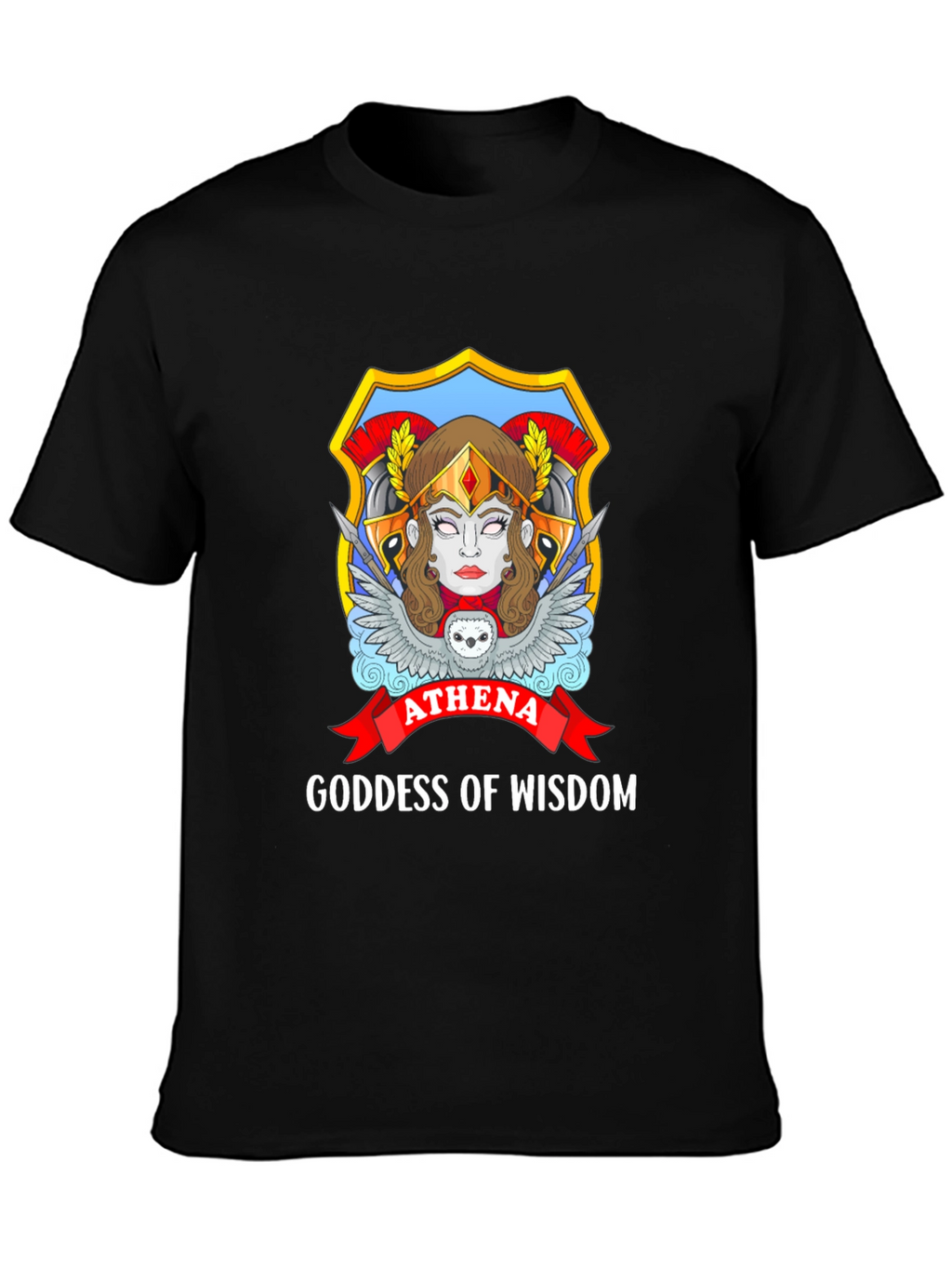 Athena Goddess of Wisdom Black T-Shirt