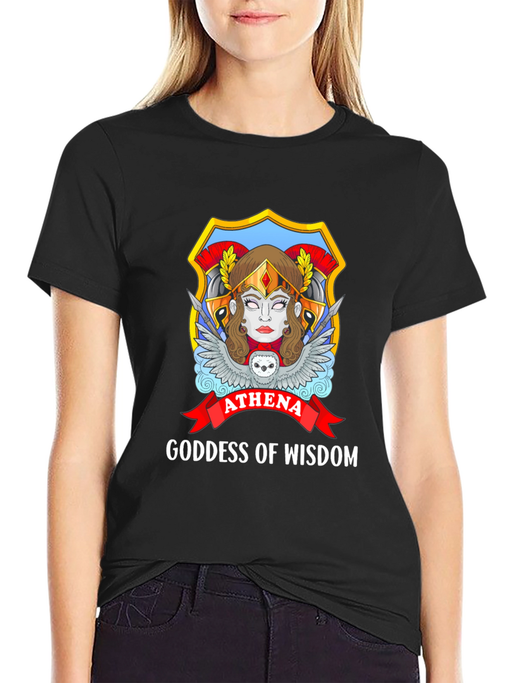 Athena Goddess of Wisdom Black T-Shirt