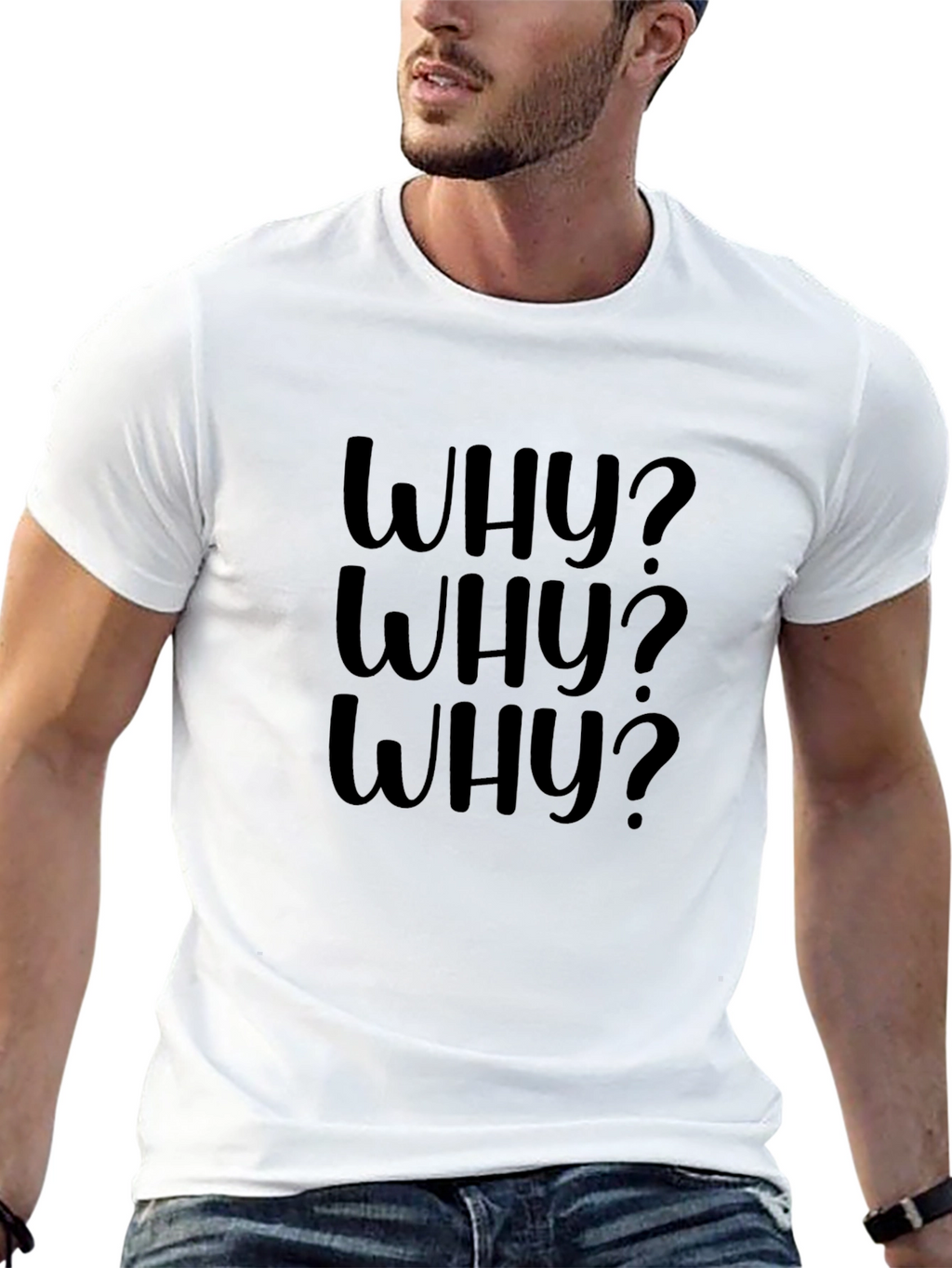 Why? Graphic Print Black T-Shirt