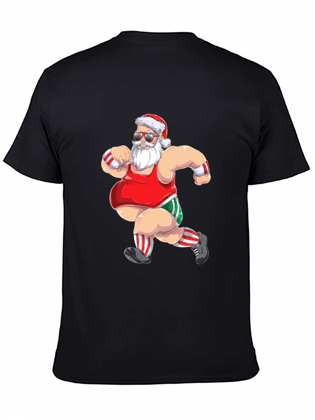 Running Santa Graphic T-Shirt - Black