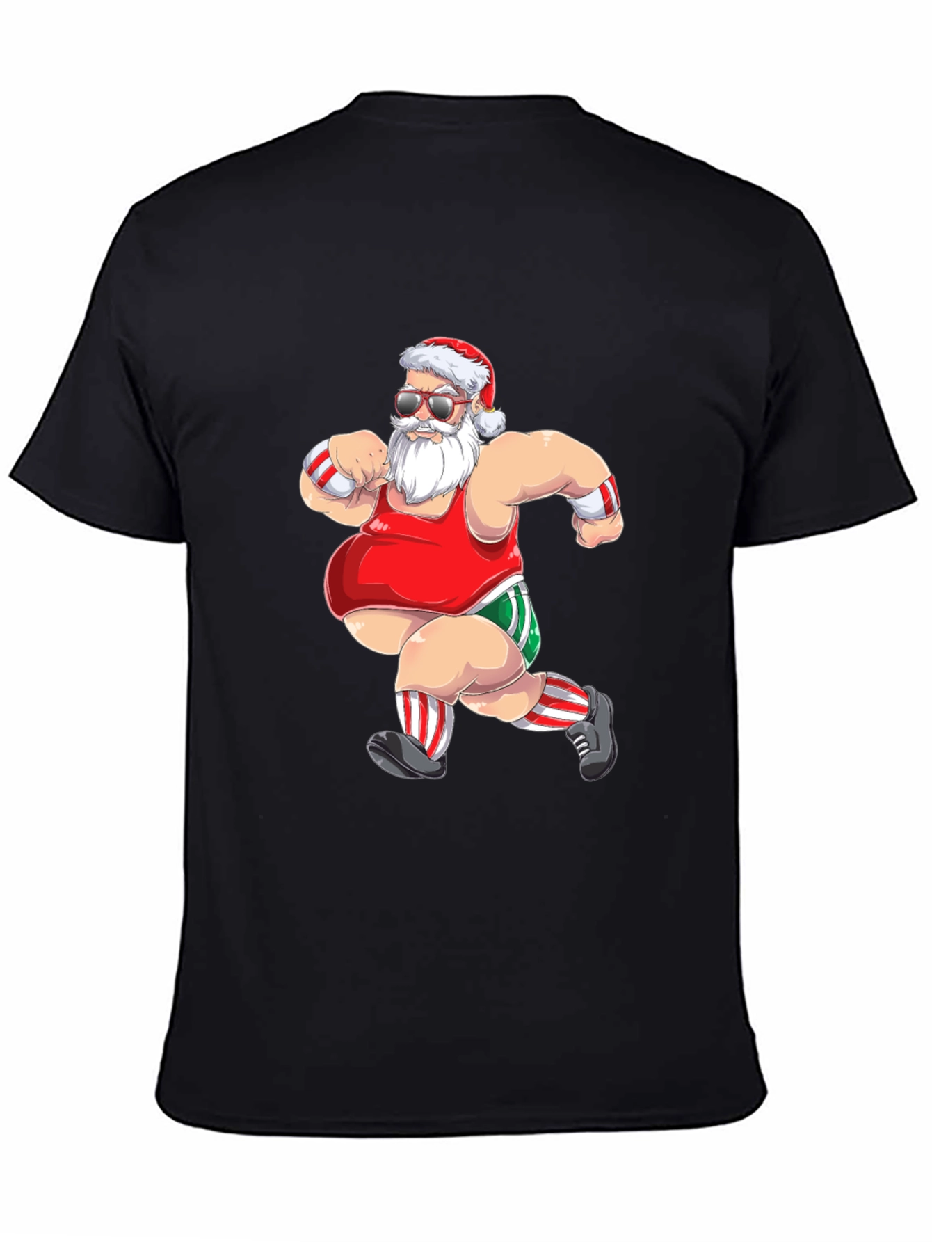 Running Santa Graphic T-Shirt - Black