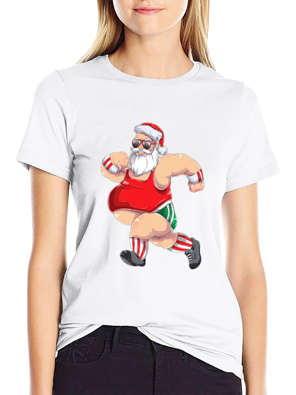 Running Santa Graphic T-Shirt - Black