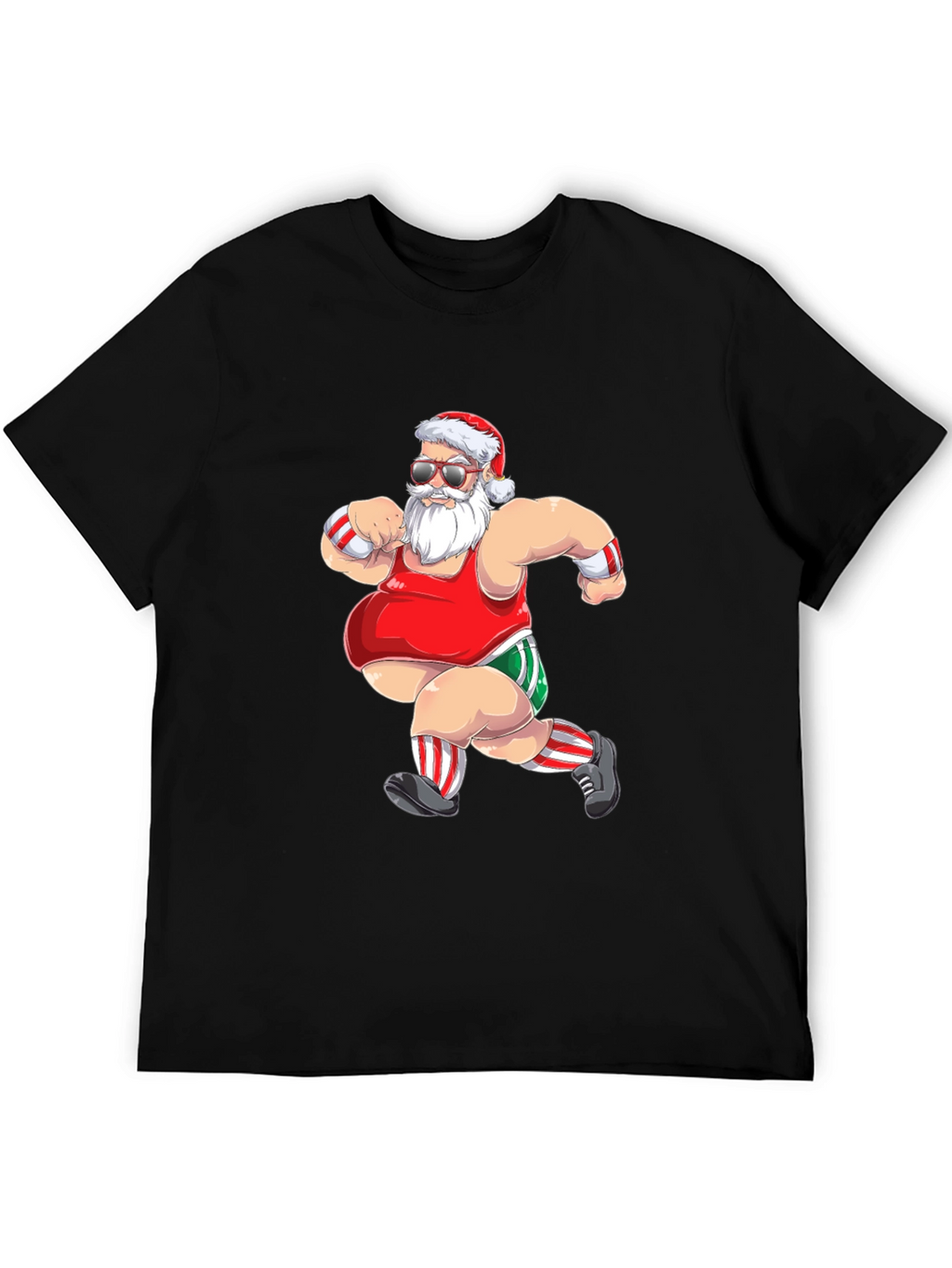 Running Santa Graphic T-Shirt - Black