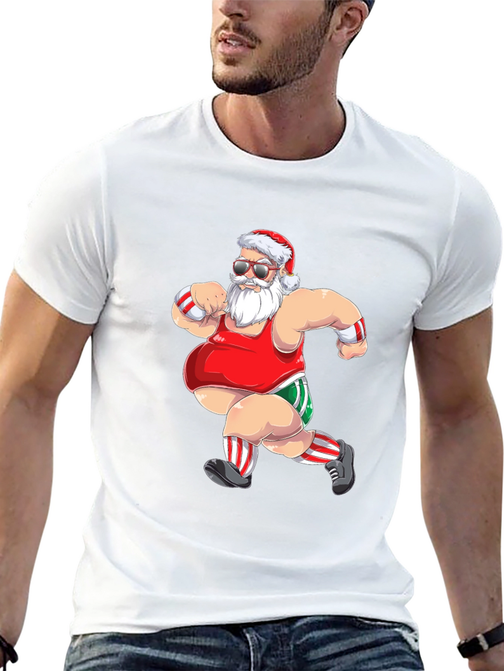 Running Santa Graphic T-Shirt - Black