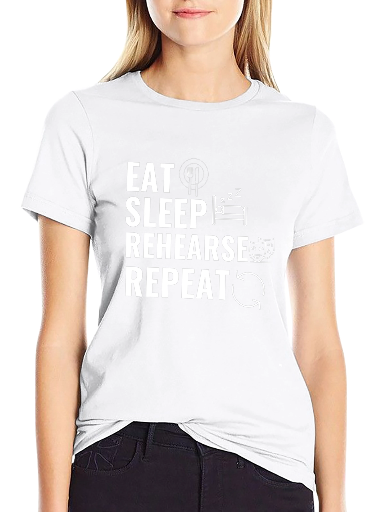 Eat Sleep Rehearse Repeat Black T-Shirt