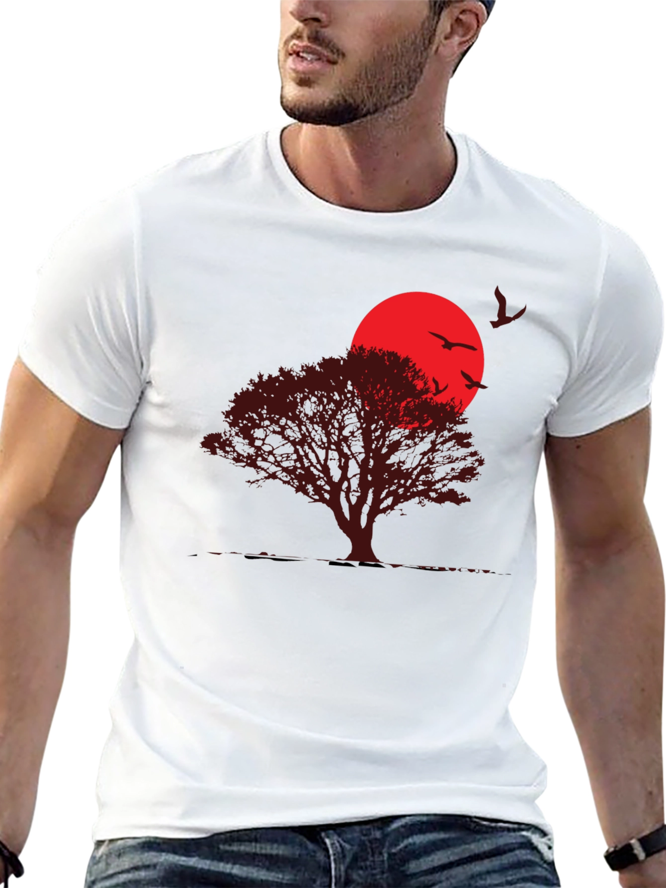 Sunset Tree Graphic T-Shirt - Black