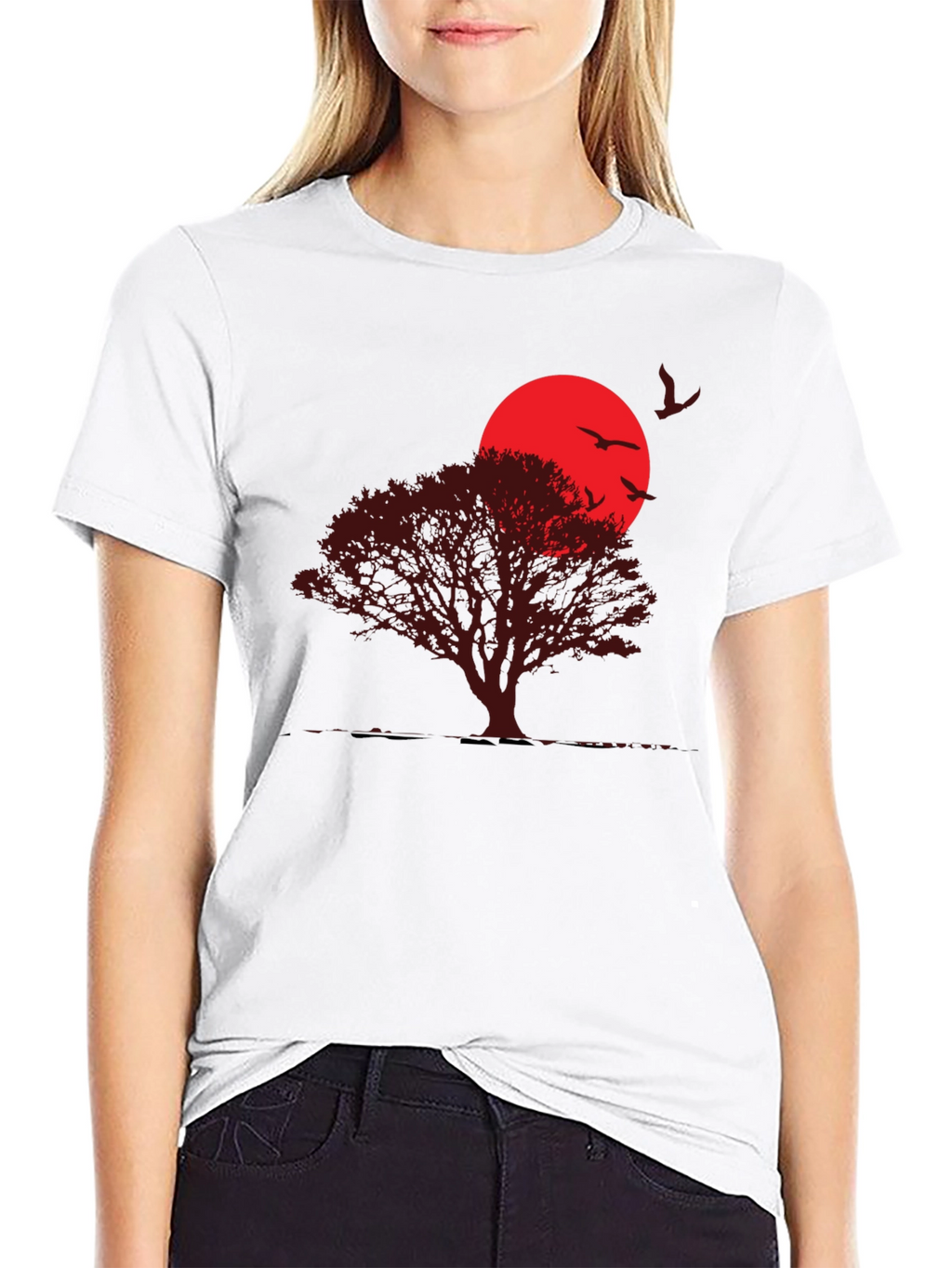 Sunset Tree Graphic T-Shirt - Black