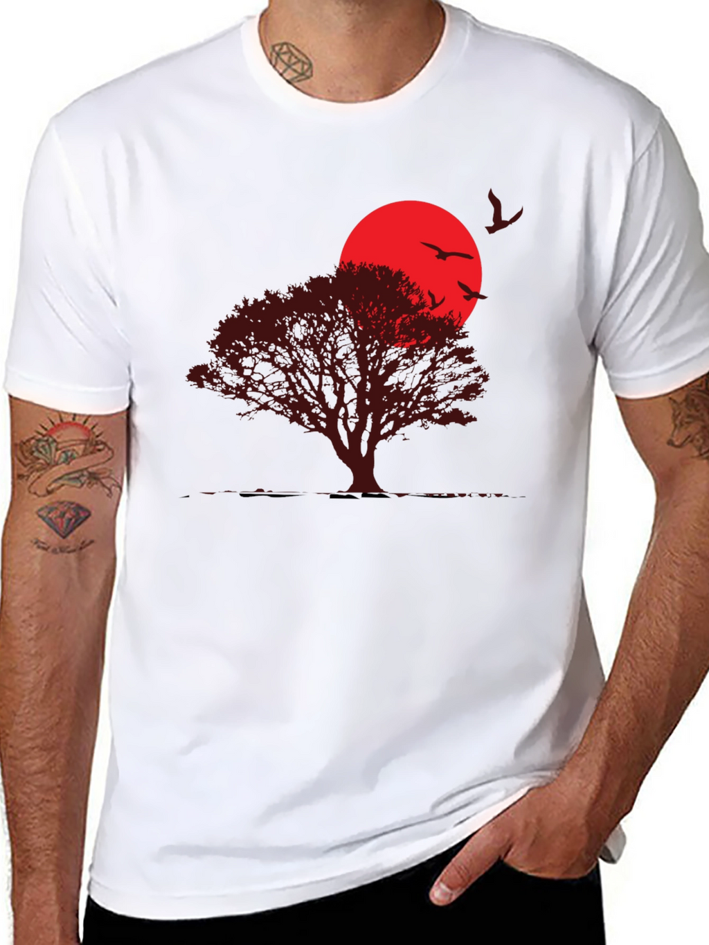 Sunset Tree Graphic T-Shirt - Black